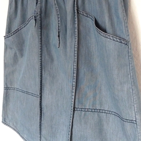 TOMMY BAHAMA Blue Jean Shirt Dress Dep Pockets Drawstring Waist Size Small - Picture 11 of 15